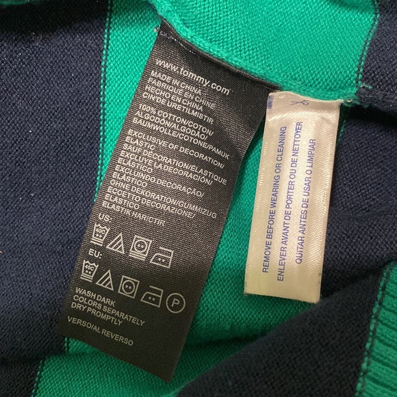 Blue Green Striped V-neck  Sweater - Picture 5 of 5